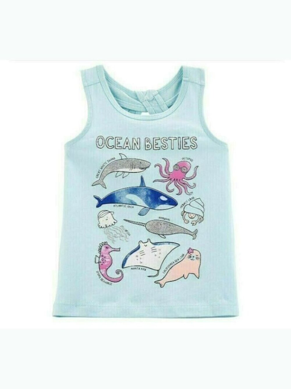 Baby Girls Toddler Ocean Sea Life Tank Top NEW Summer 2T Sleeveless Glitter